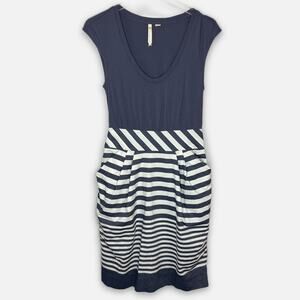 Little Yellow Button Anthropologie Striped Dress Size XS